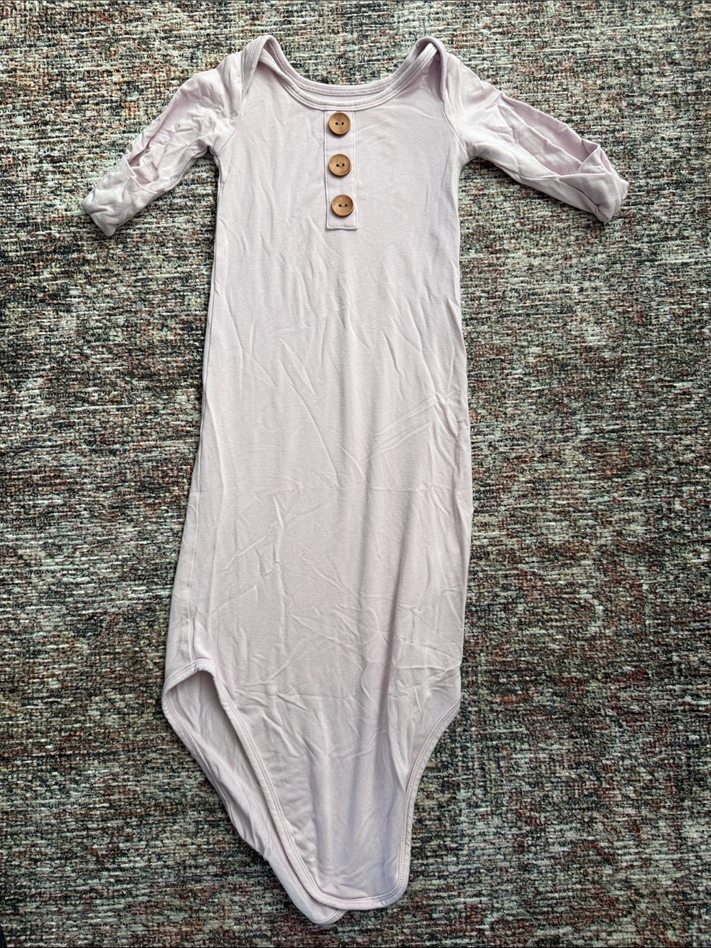 Women’s Long Henley Sleep Knotted Gown with Button Detail - Lavender
